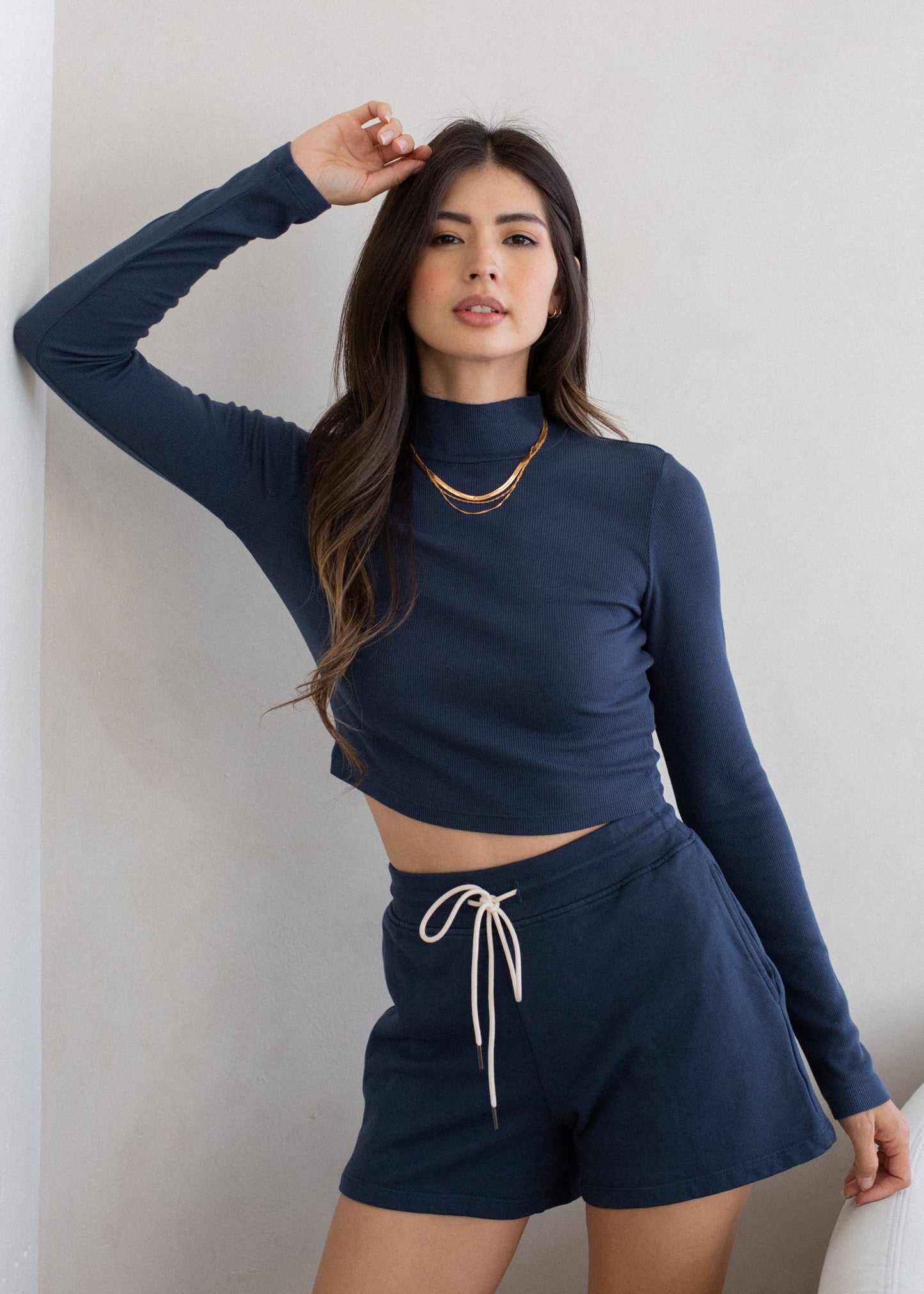 Ribbed Long Sleeve Mock Neck