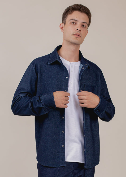 Long Sleeve Indigo Button Down