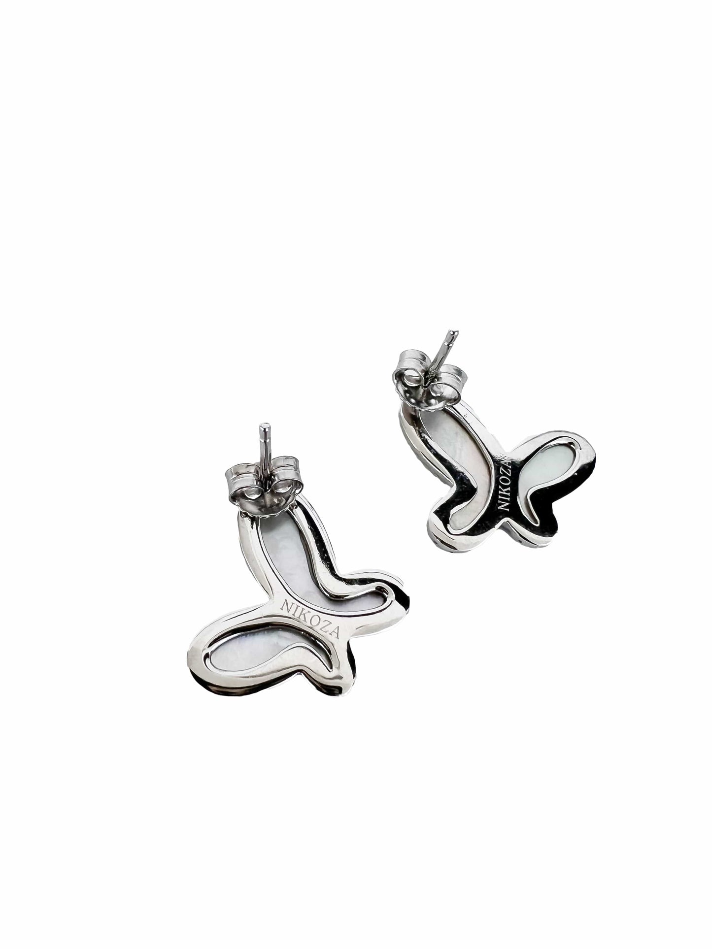 925 Silver with Mother Of Pearl Cubic Zirconia Stud Butterfly Earring Jewelry