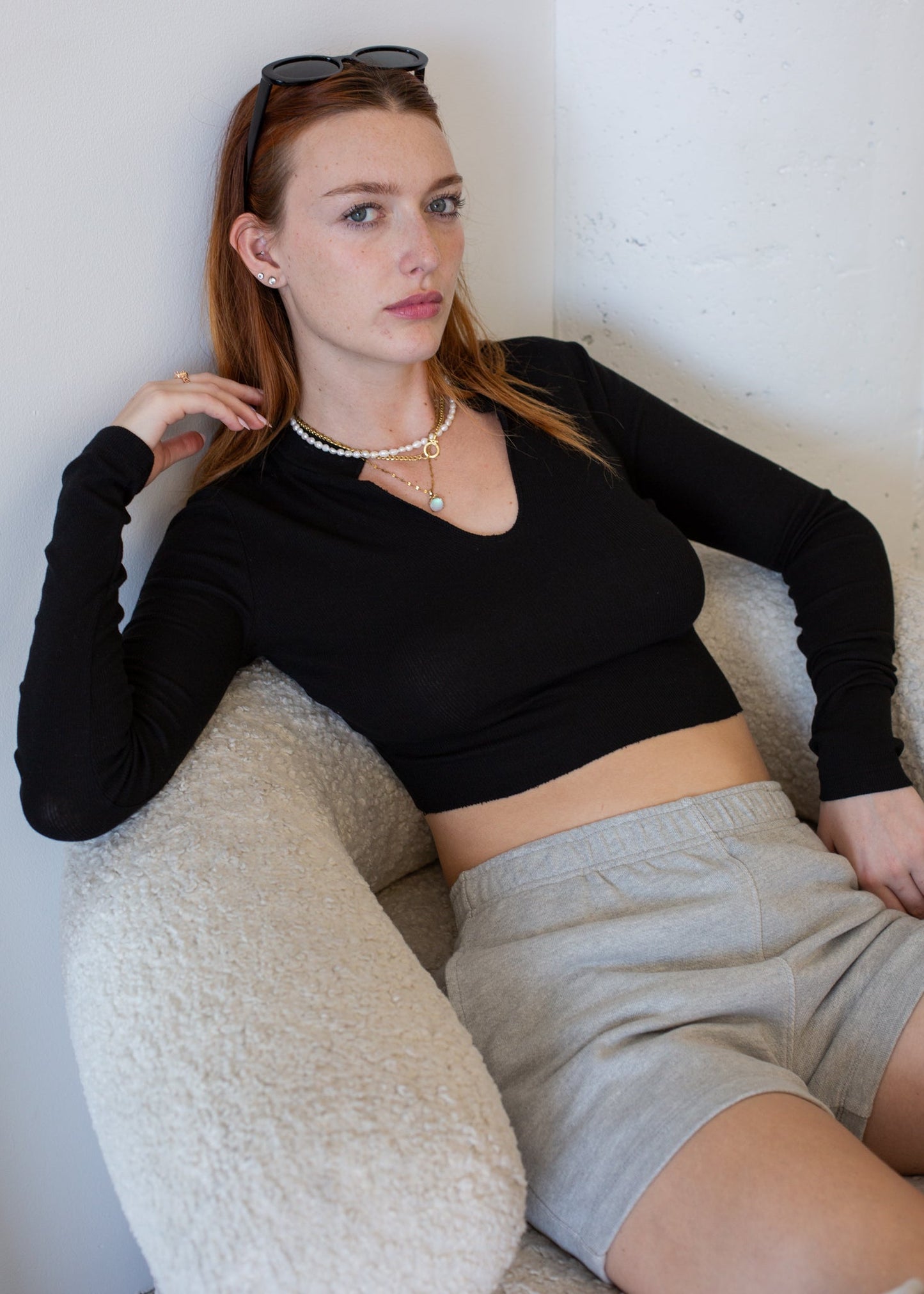 Ribbed Keyhole Long Sleeve